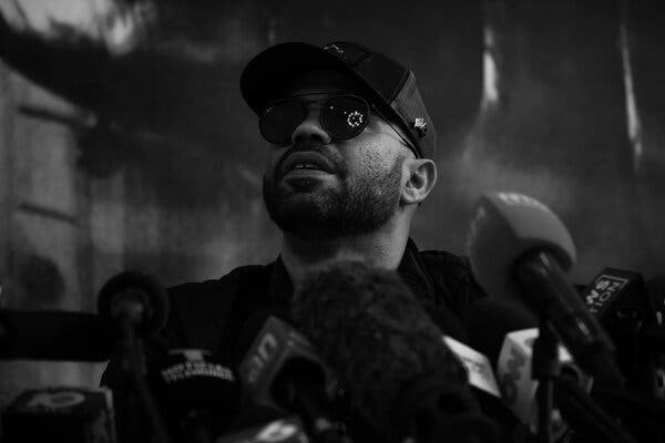 The former Proud Boys leader Enrique Tarrio, who was convicted on charges related to his role in Jan. 6. and then pardoned by President Trump.