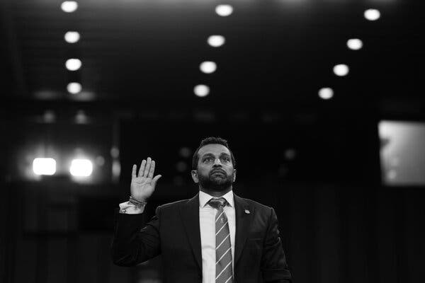 Kash Patel before testifying for the Senate Judiciary Committee.
